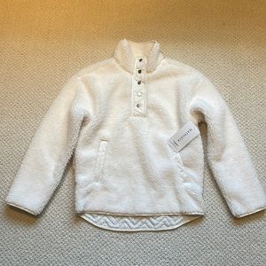 Athleta White Pullover Fuzzy Jacket